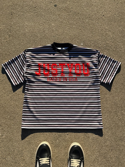“1988” STRIPPED SHIRT RED